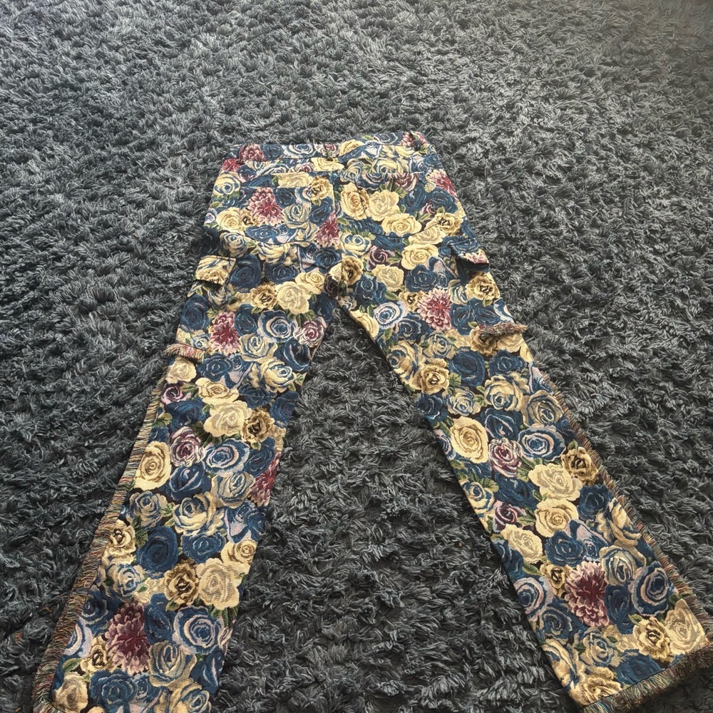 Floral Patterned Stacked Pants